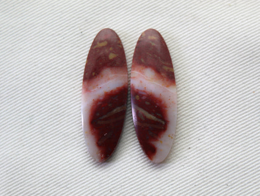 Agates Cabochons Gemstone red white long oval