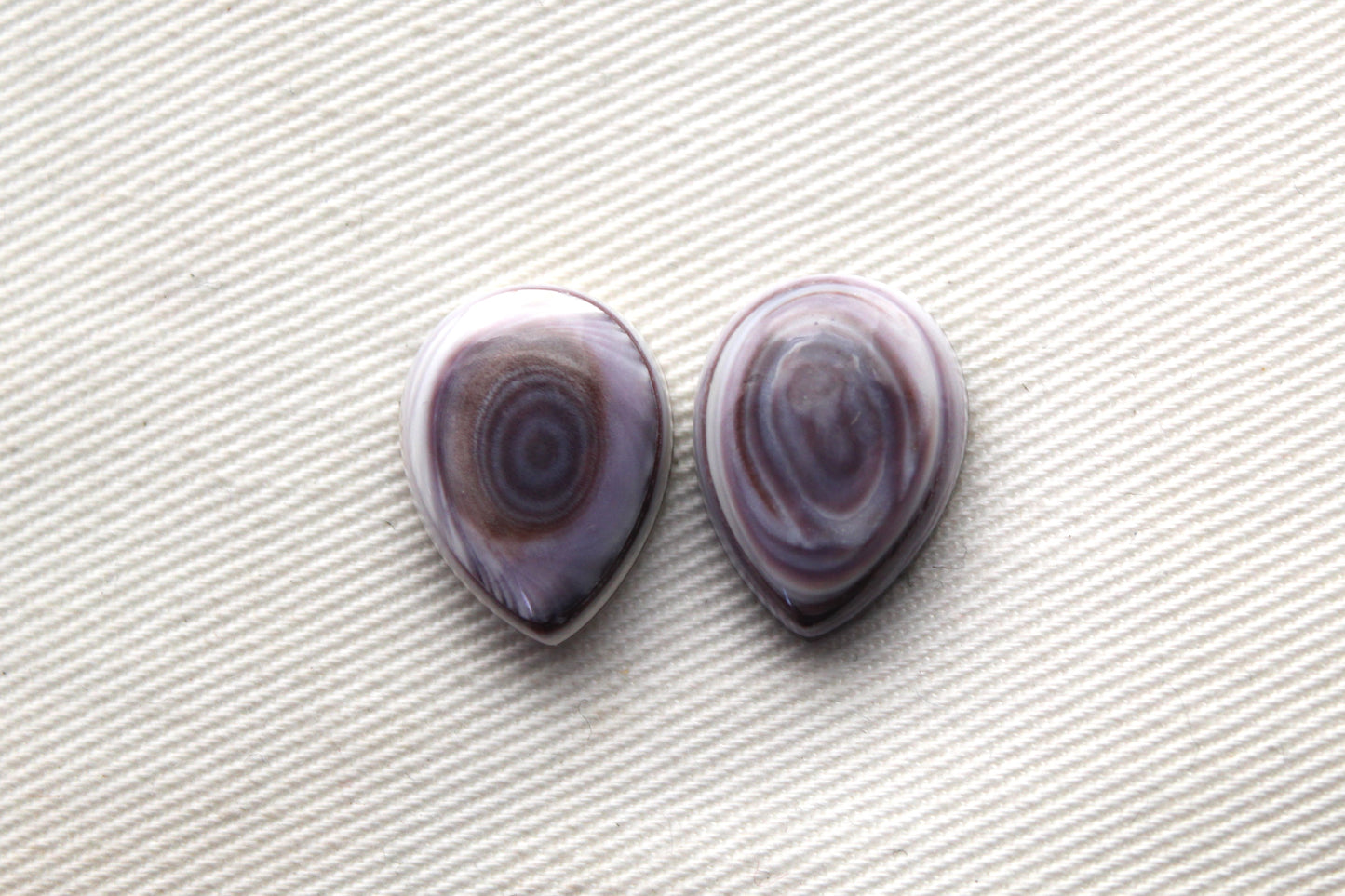 TWO Wampum Quahog Shell Pear 12X16MM purple