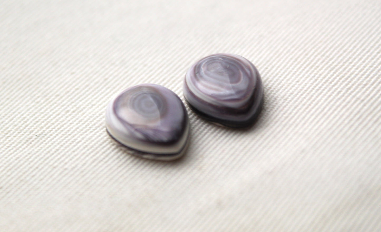 TWO Wampum Quahog Shell Pear 12X16MM purple