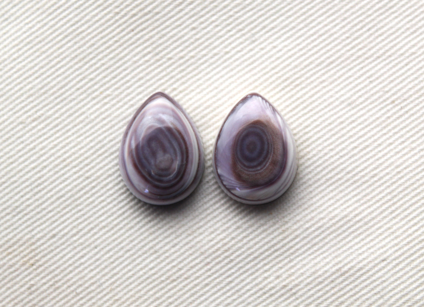 TWO Wampum Quahog Shell Pear 12X16MM purple