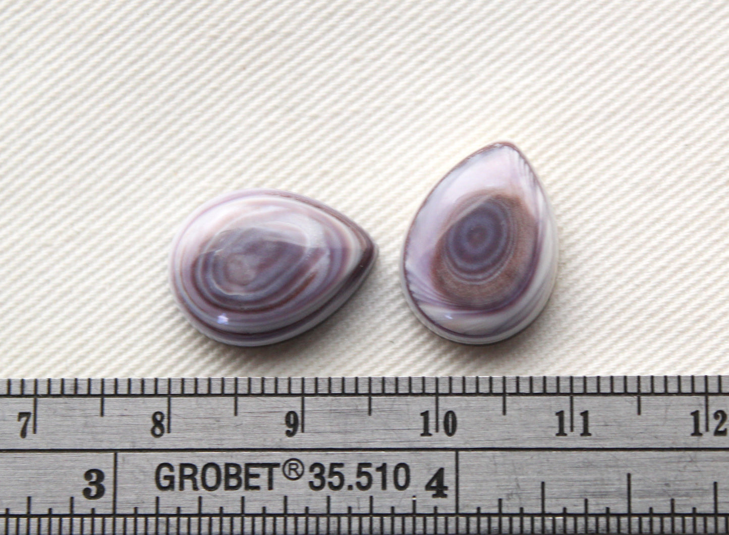 TWO Wampum Quahog Shell Pear 12X16MM purple