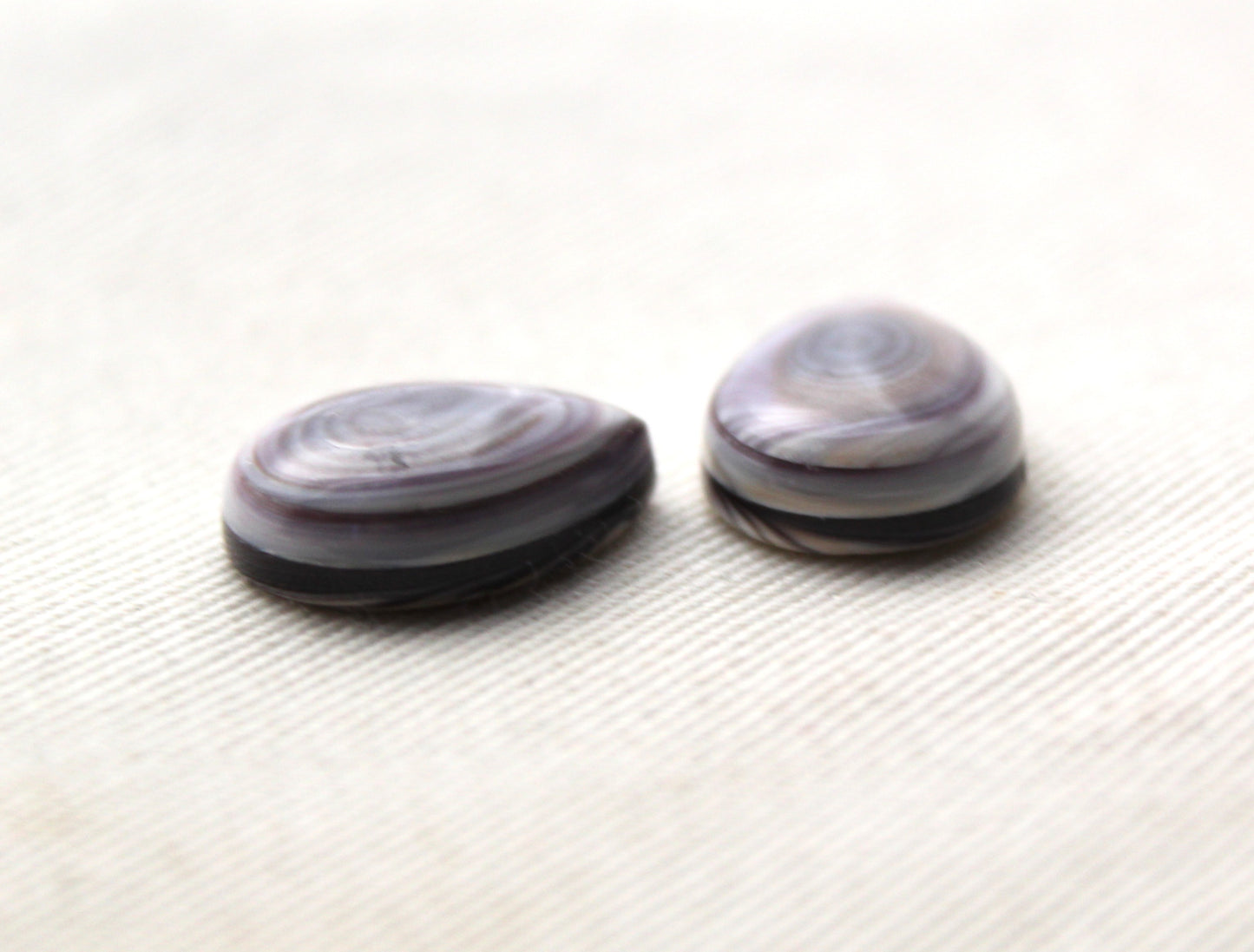 TWO Wampum Quahog Shell Pear 12X16MM purple