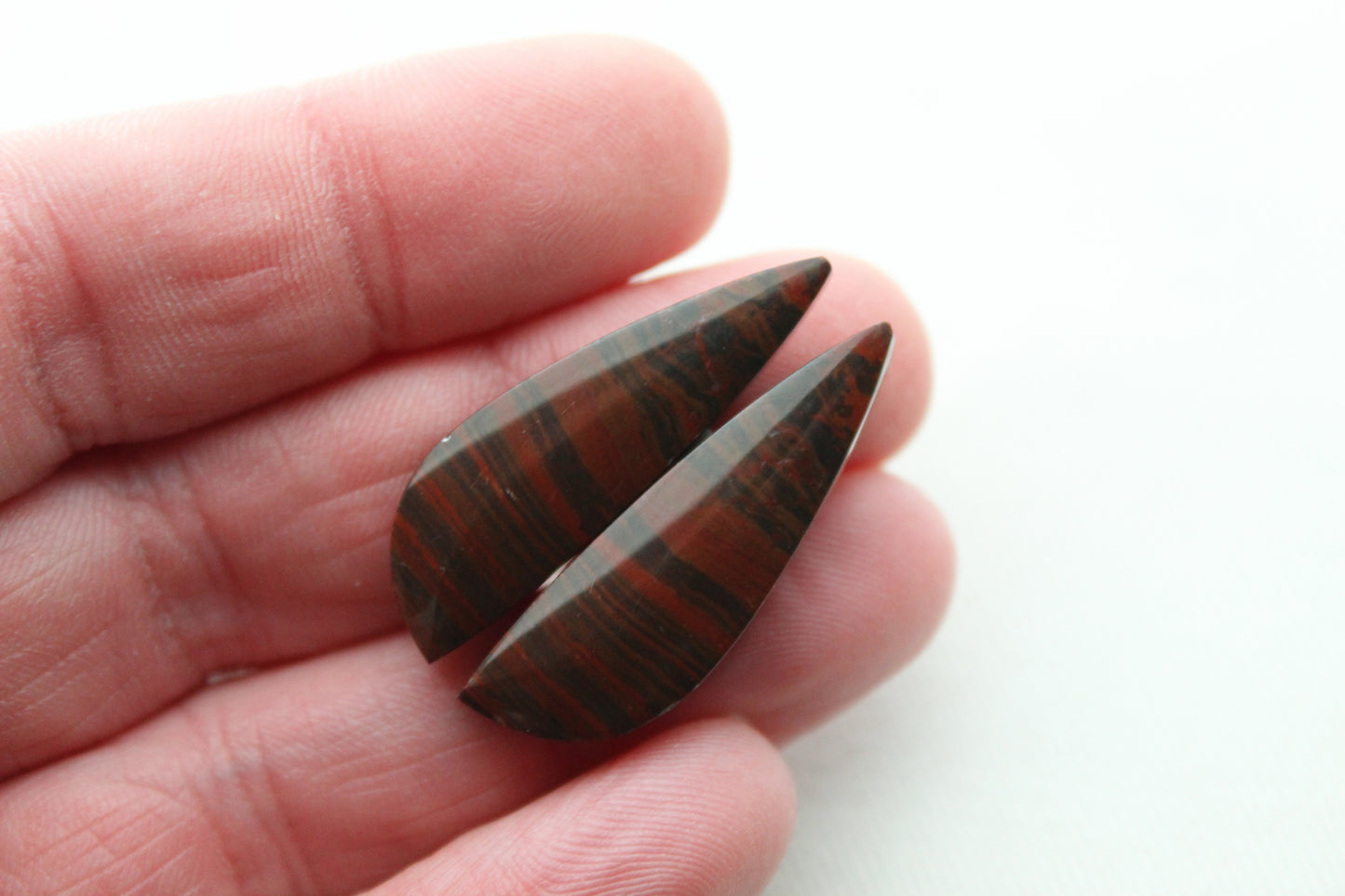 Rich Red Jasper Cabochon Pair freeform