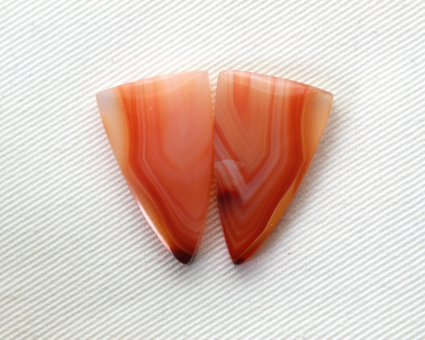 Banded Agates Cabochons pair Gemstone orange