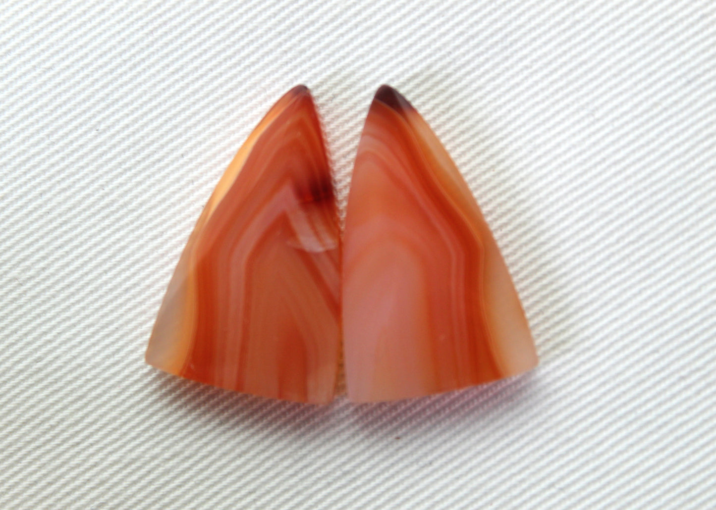 Banded Agates Cabochons pair Gemstone orange