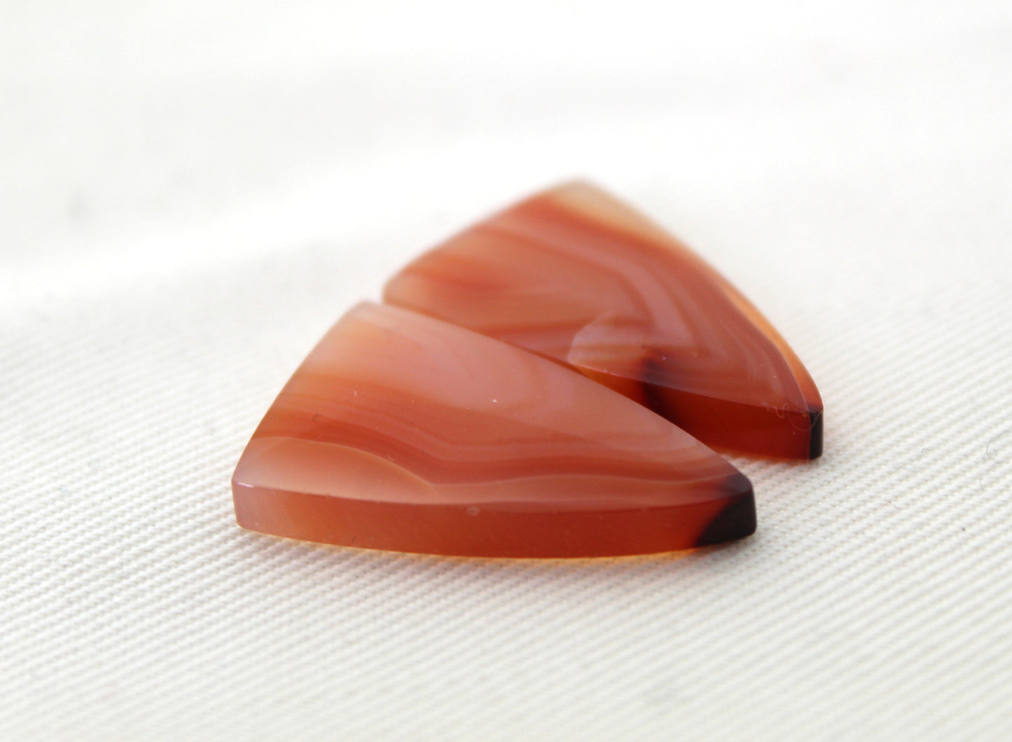Banded Agates Cabochons pair Gemstone orange