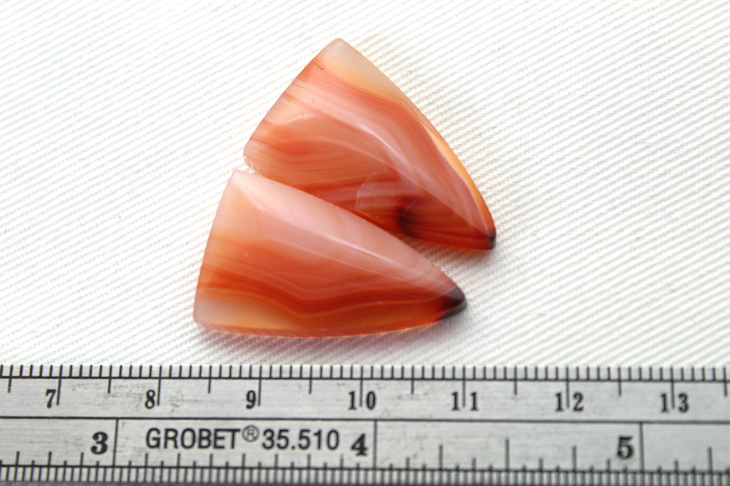 Banded Agates Cabochons pair Gemstone orange