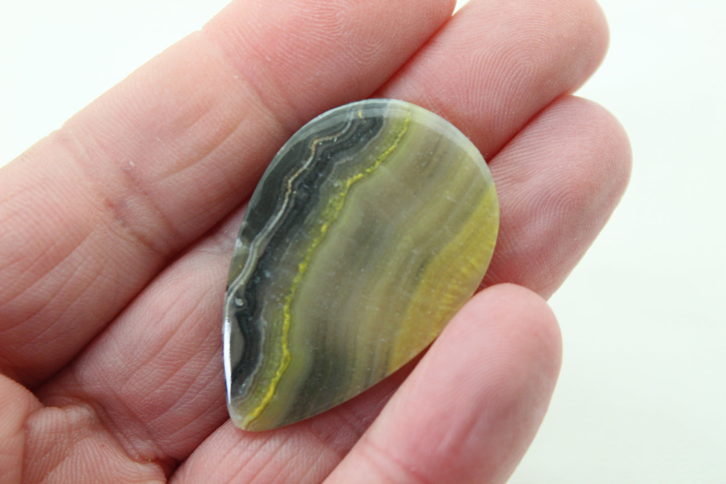Yellow Banded Agate Cabochon Gemstone teardrop