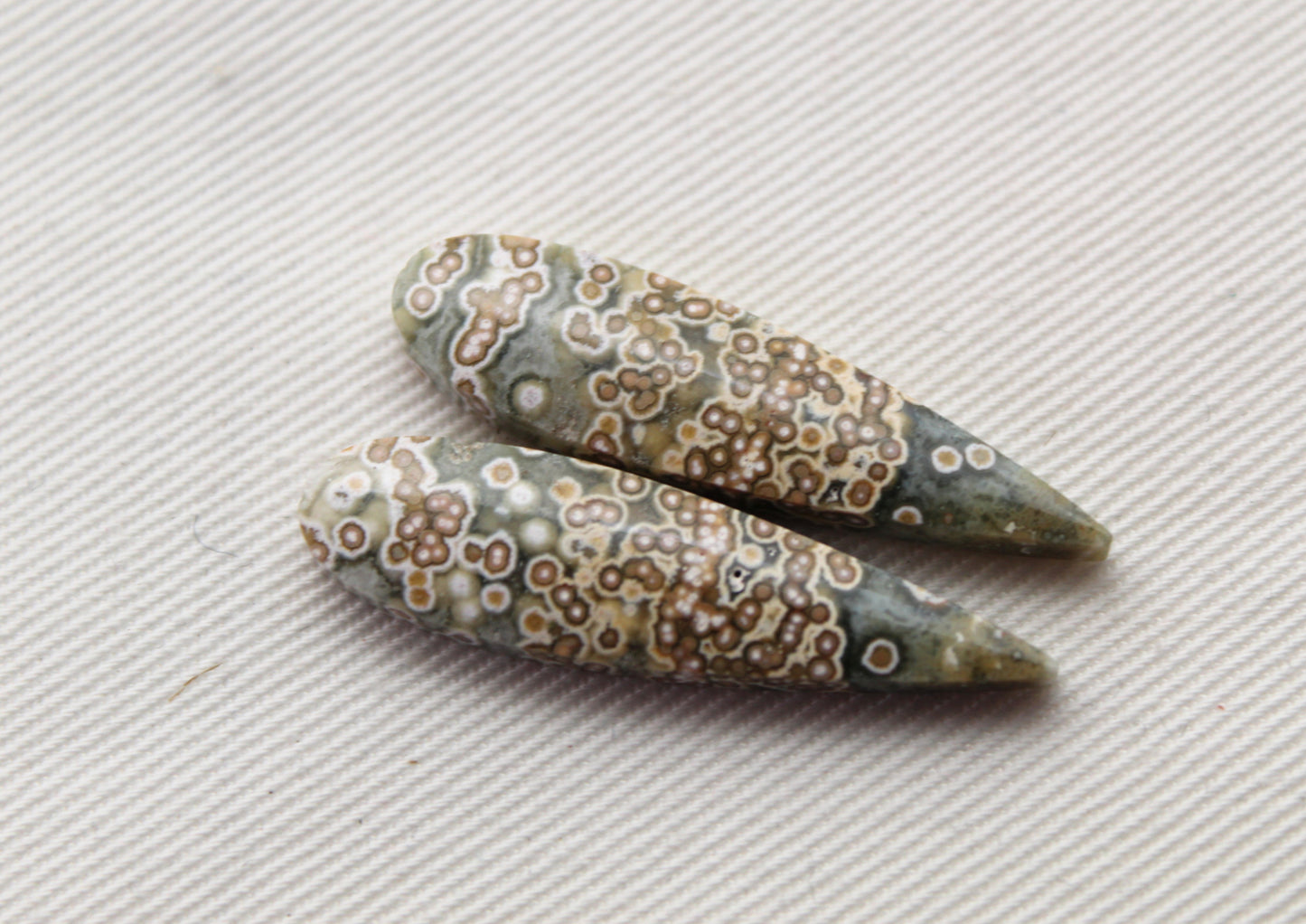 Orbicular Jasper Cabochon Pair Gemstone with druzy