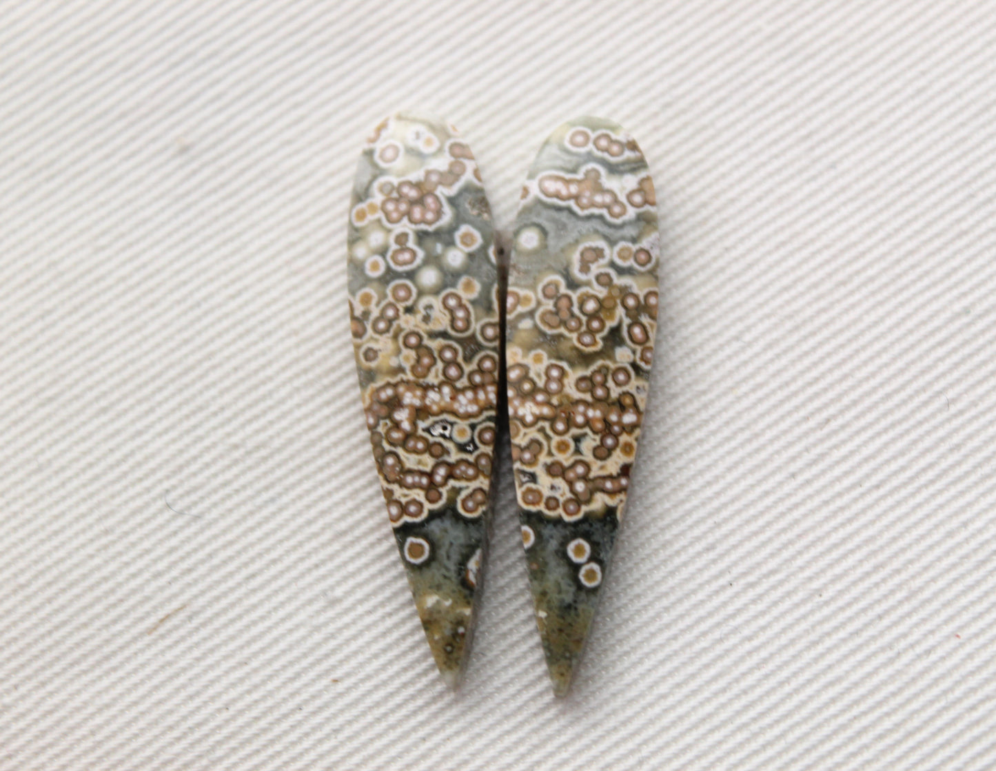 Orbicular Jasper Cabochon Pair Gemstone with druzy