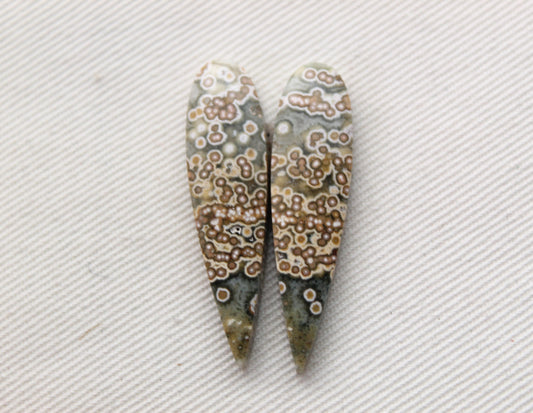 Orbicular Jasper Cabochon Pair Gemstone with druzy