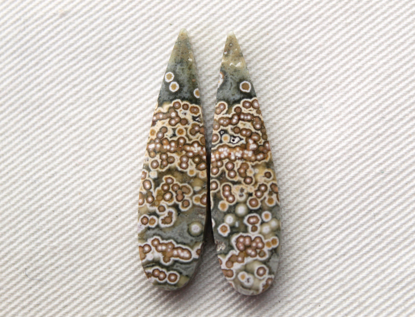 Orbicular Jasper Cabochon Pair Gemstone with druzy