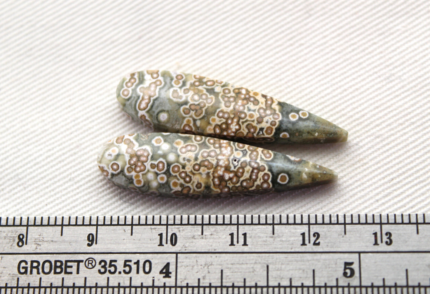 Orbicular Jasper Cabochon Pair Gemstone with druzy