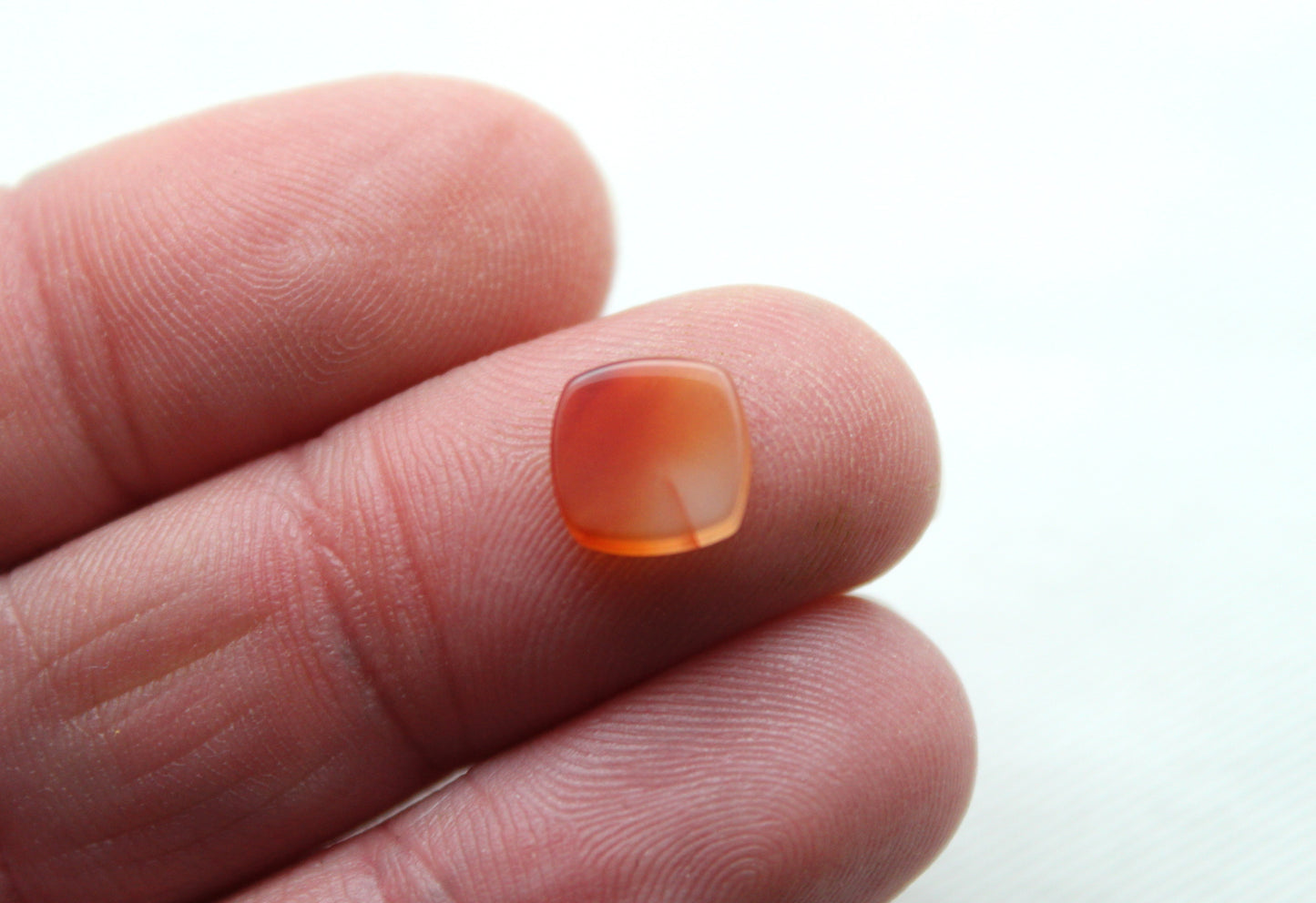 TWO Carnelian Flat cabochons Orange square cushion gemstones 8 mm