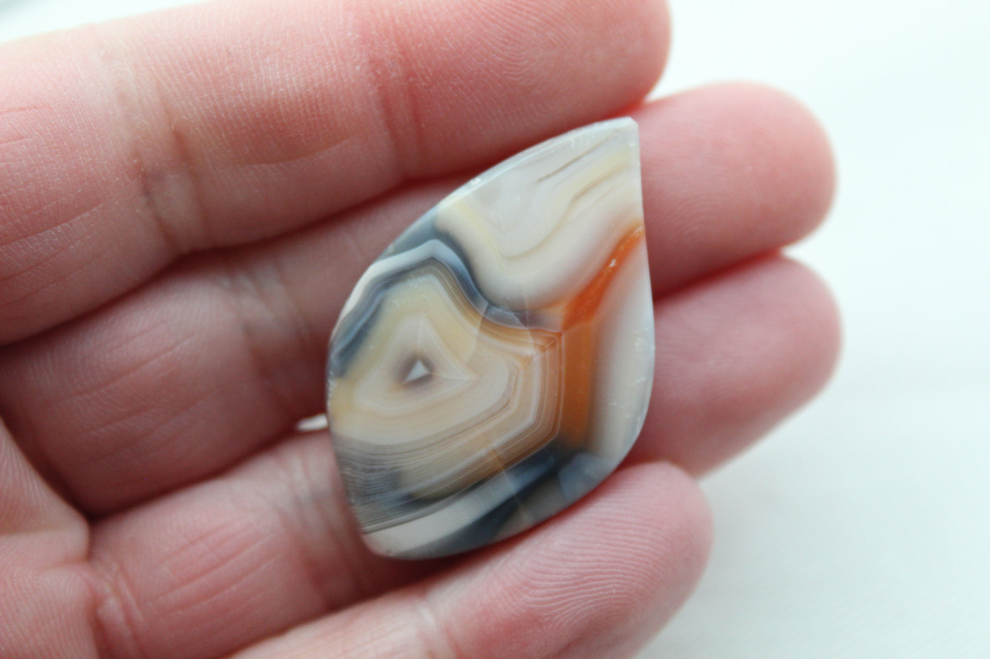 Large Banded Agate Cabochon Gemstone White orange