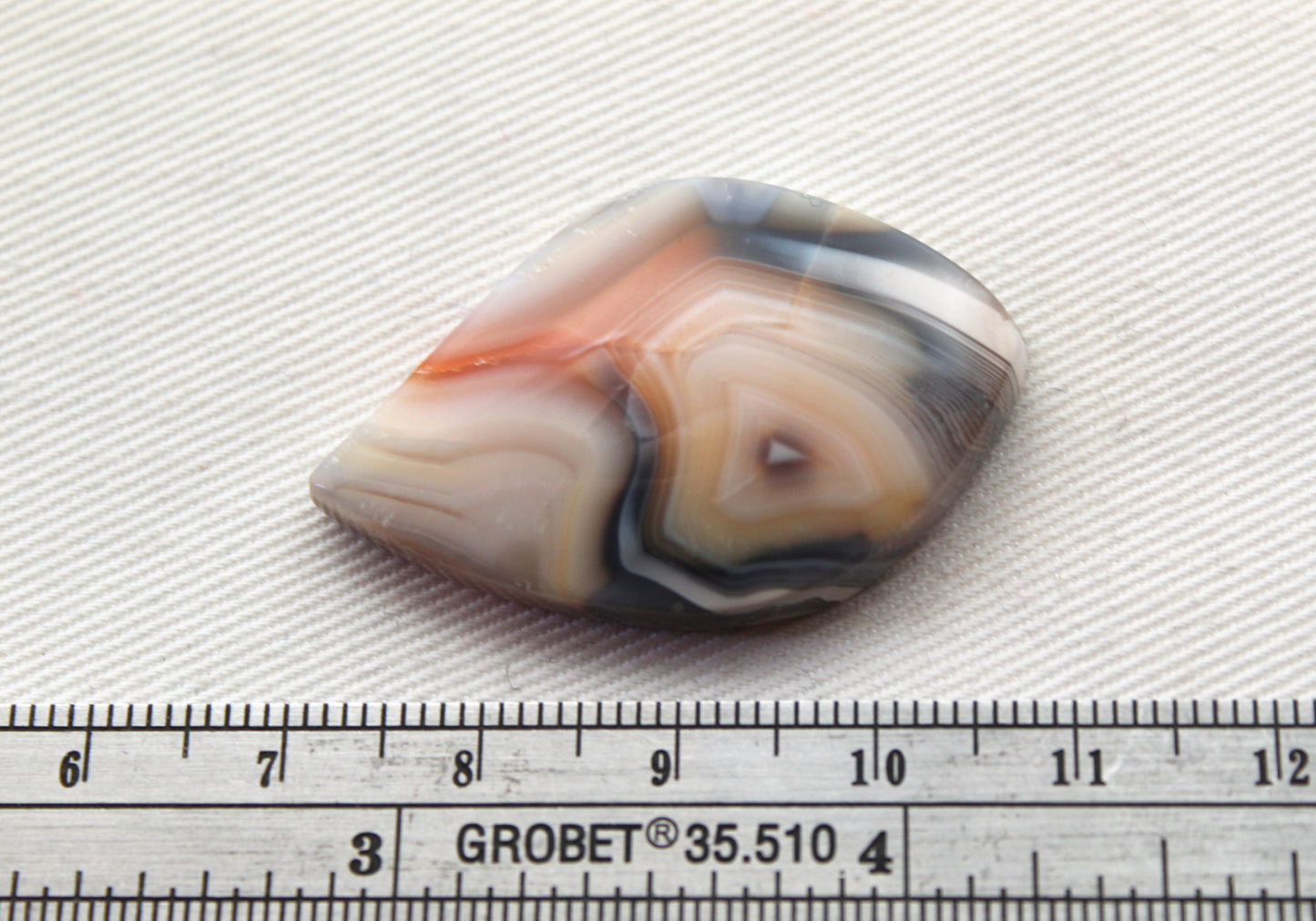 Large Banded Agate Cabochon Gemstone White orange
