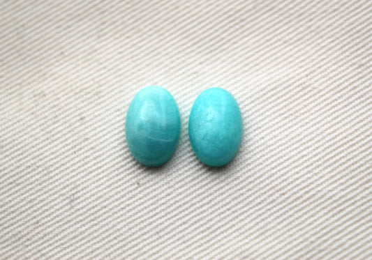 TWO Amazonite Cabochon oval gemstone 8x12MM