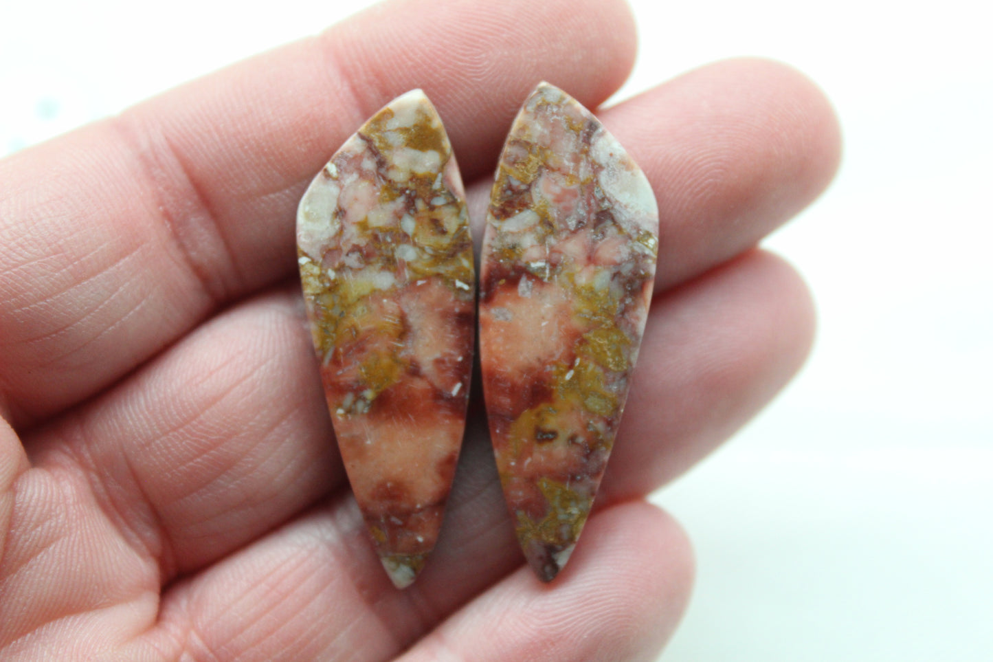 Rose Garden Jasper Cabochon Pair Gemstone