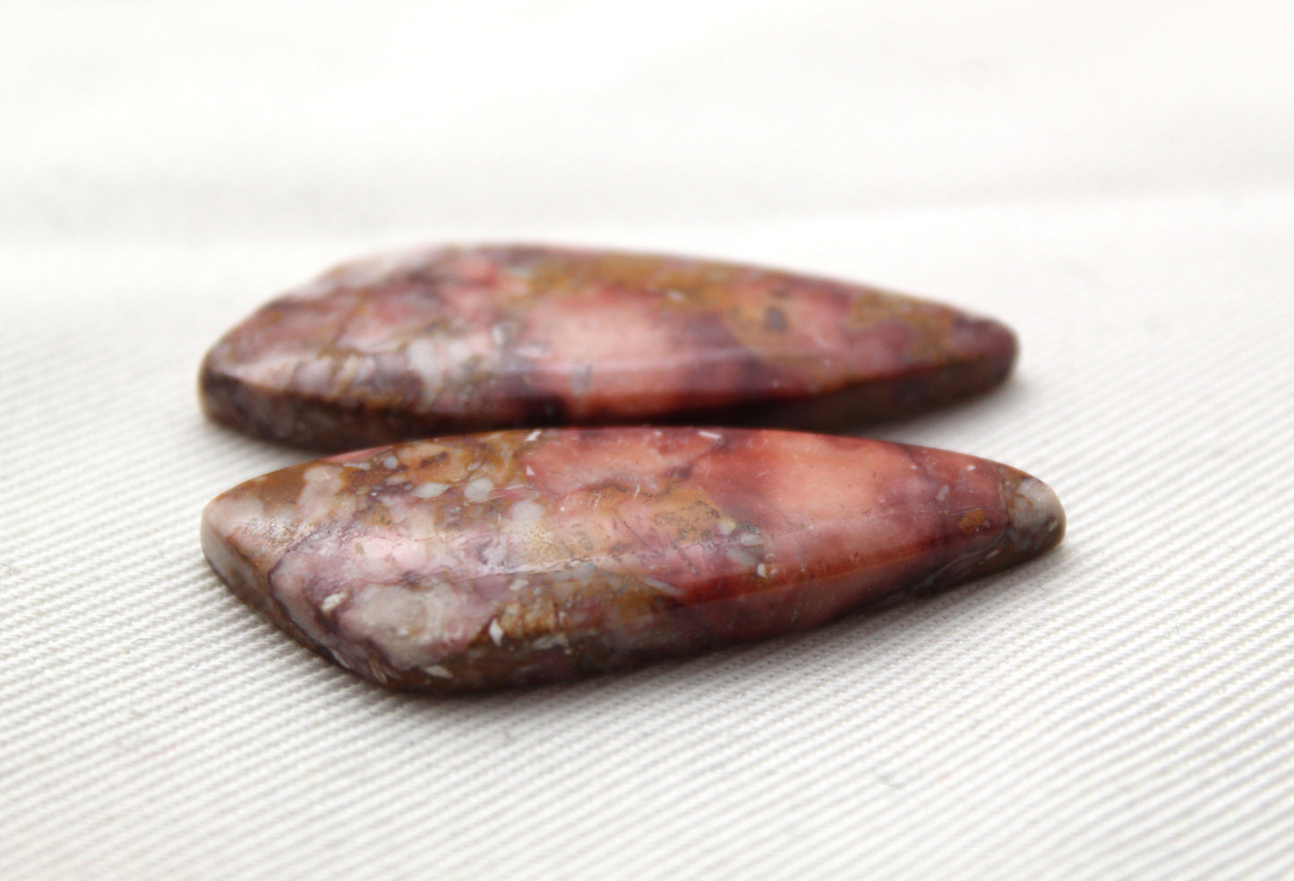 Rose Garden Jasper Cabochon Pair Gemstone