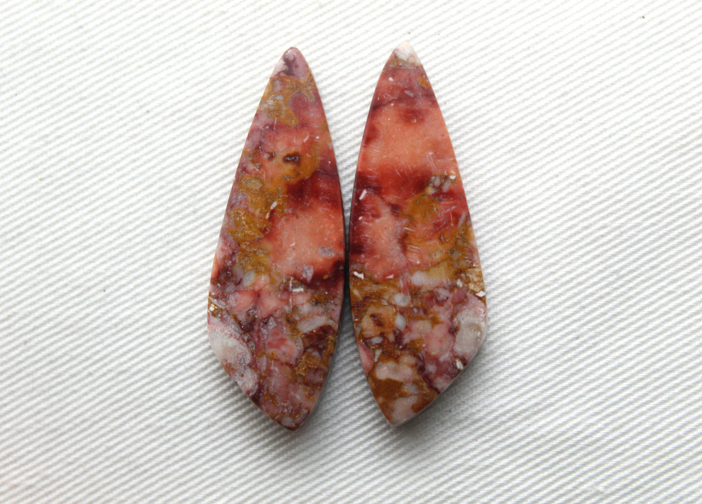 Rose Garden Jasper Cabochon Pair Gemstone