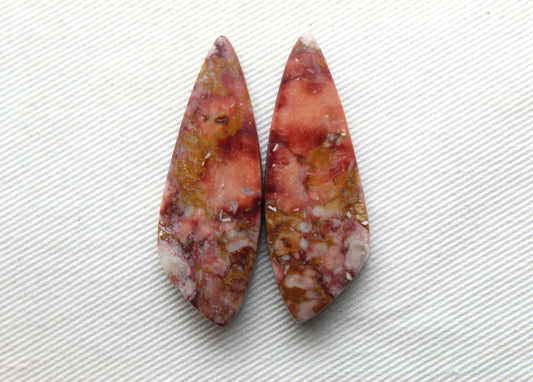 Rose Garden Jasper Cabochon Pair Gemstone