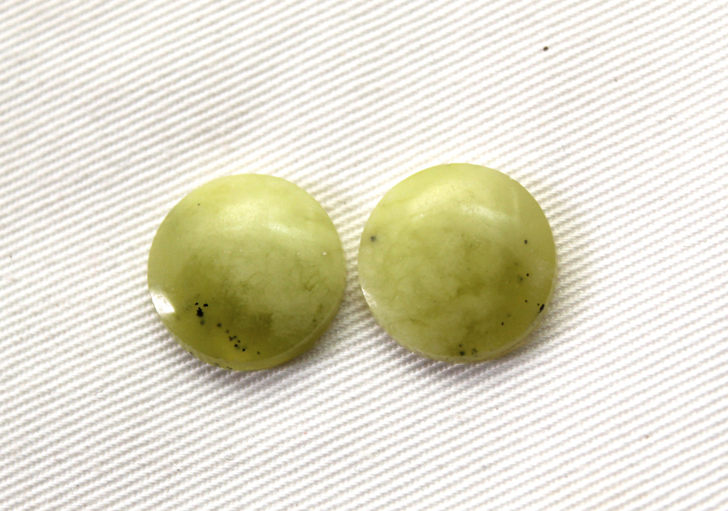Vesuvianite Cabochon Pair Gemstone light green round 16MM