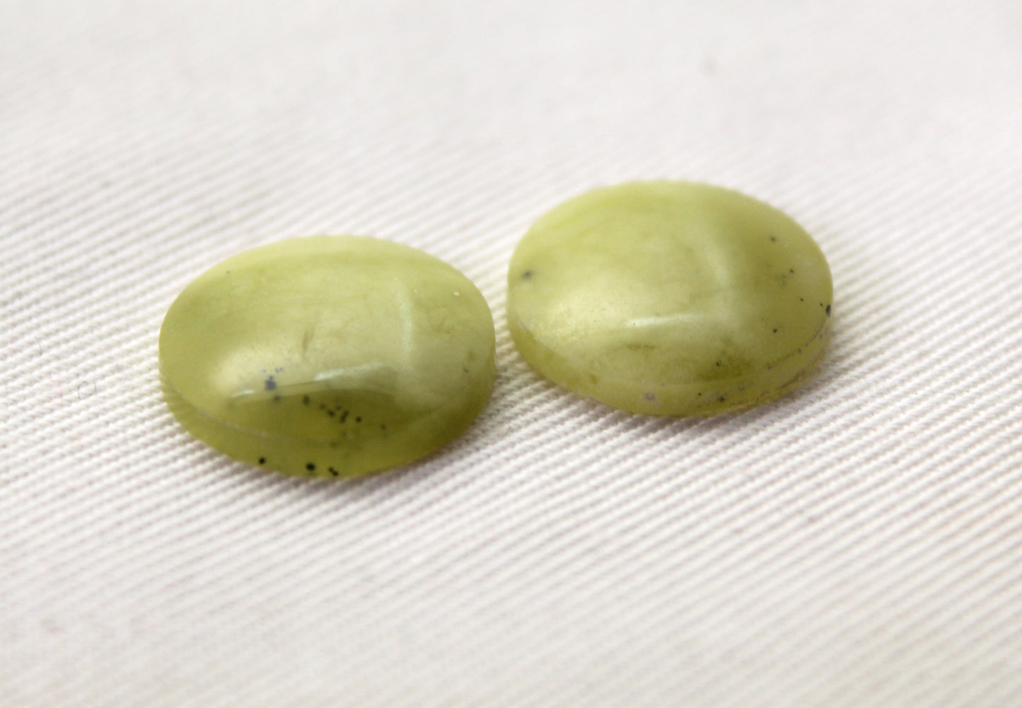 Vesuvianite Cabochon Pair Gemstone light green round 16MM