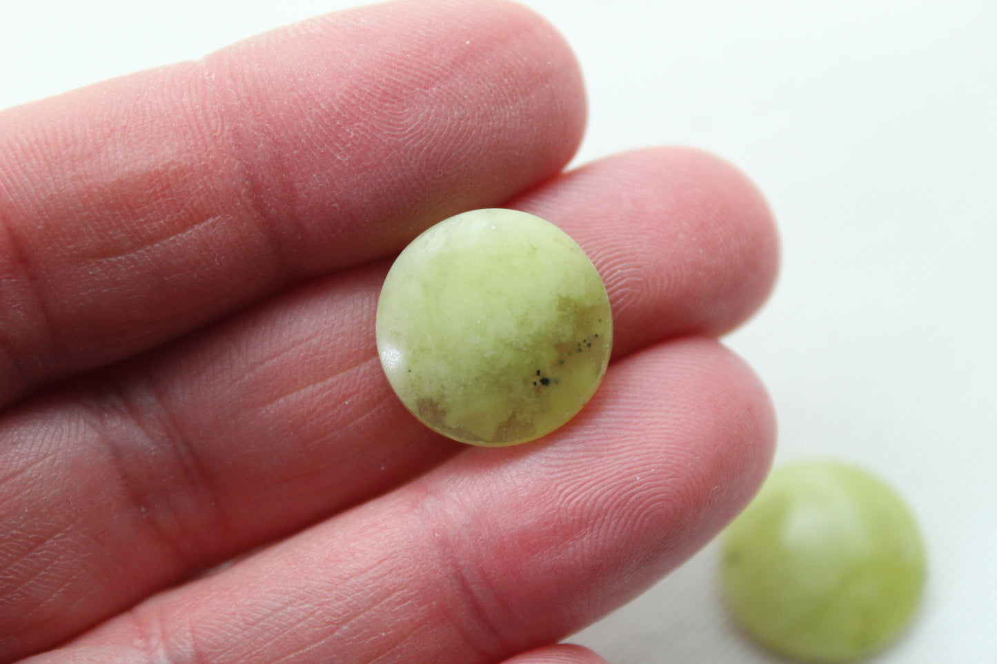 Vesuvianite Cabochon Pair Gemstone light green round 16MM