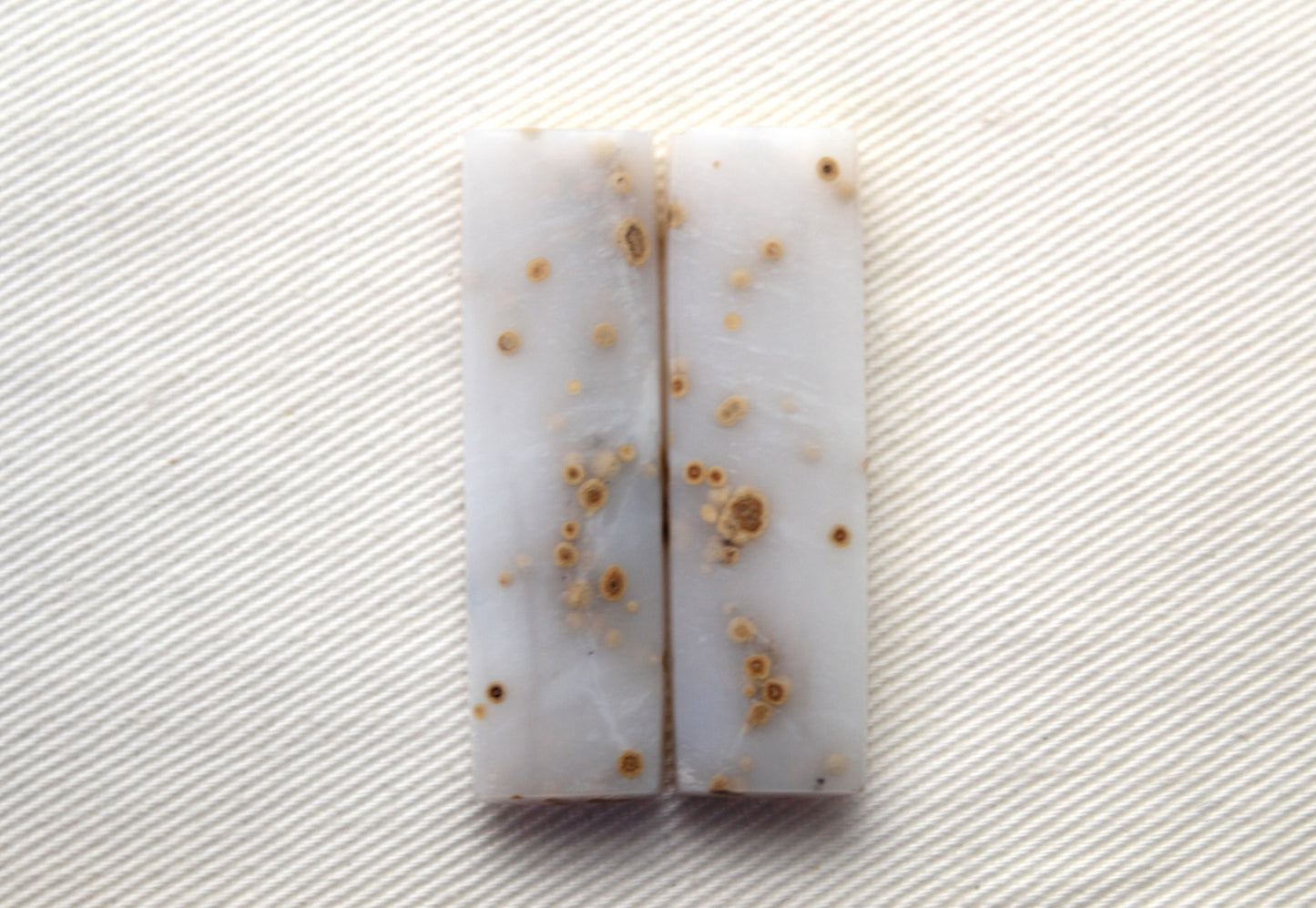 Pair of Polka Dot Agate Cabochons Gemstones rectangle