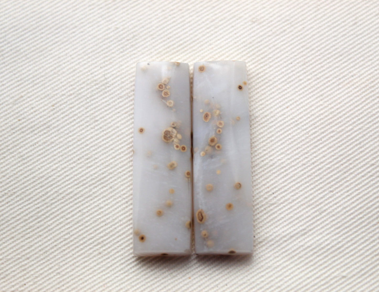 Pair of Polka Dot Agate Cabochons Gemstones rectangle