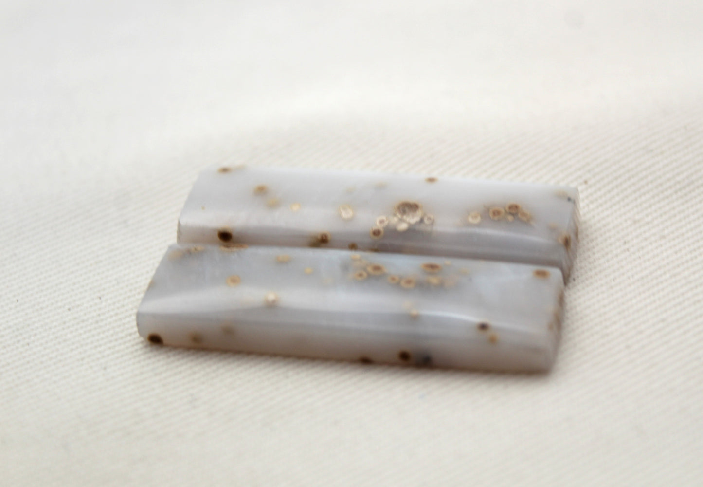 Pair of Polka Dot Agate Cabochons Gemstones rectangle