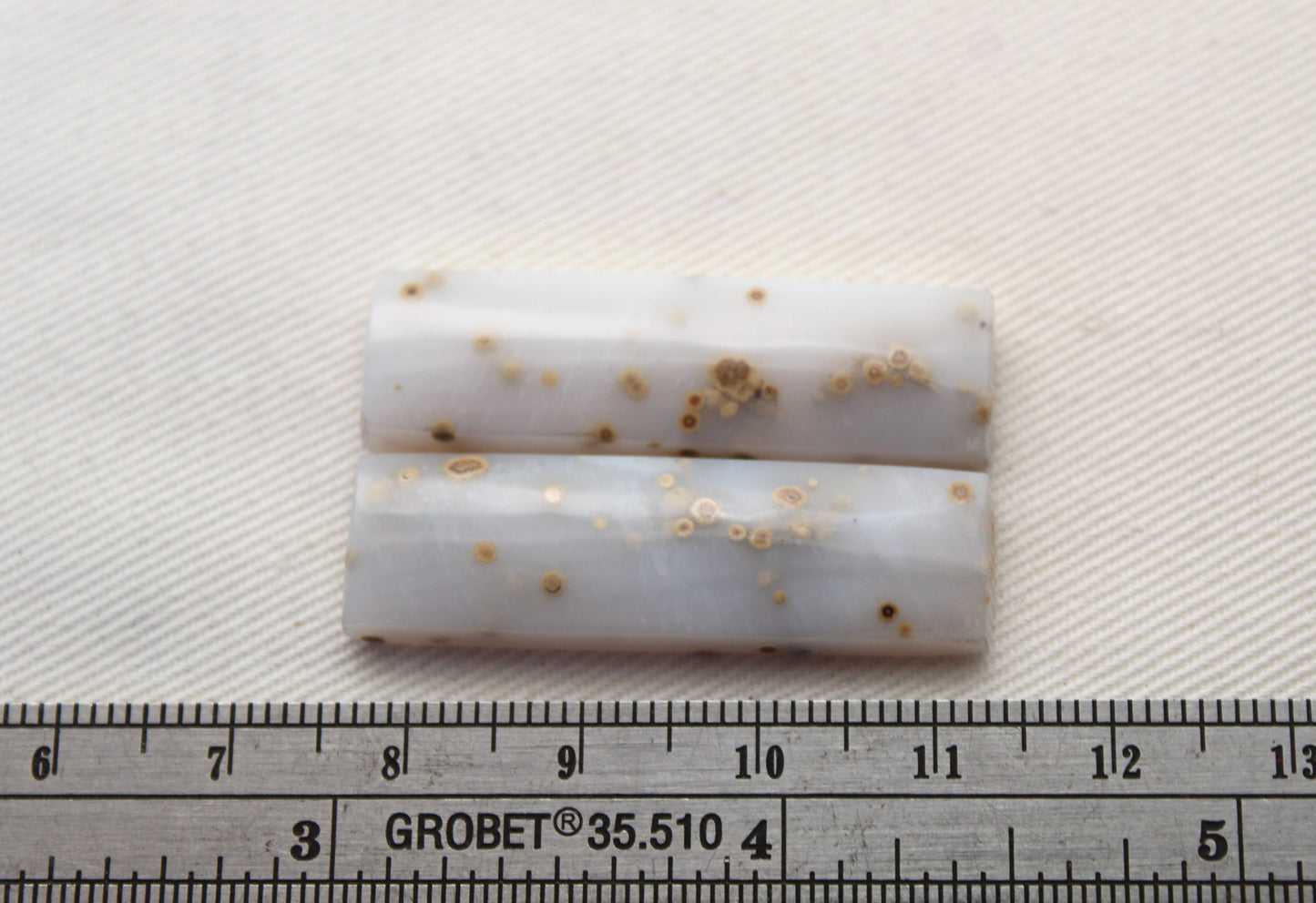 Pair of Polka Dot Agate Cabochons Gemstones rectangle