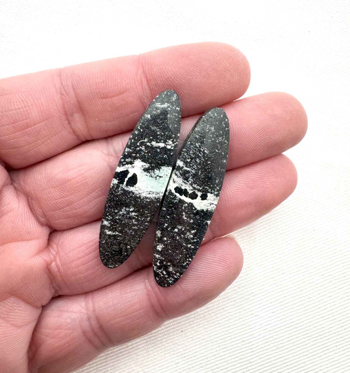 Pair of Petrified Wood Cabochons Oval