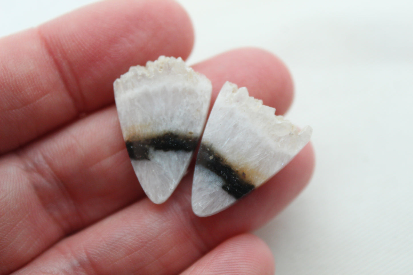 Crystal Zebra Cabochons Pair with Druzy Edges