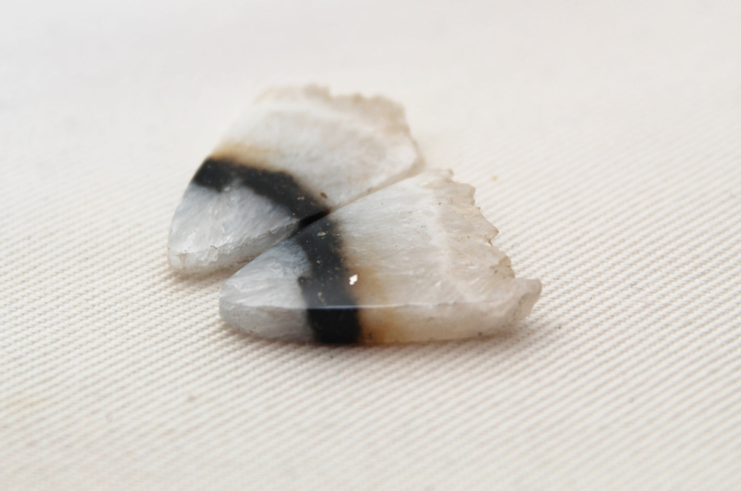 Crystal Zebra Cabochons Pair with Druzy Edges