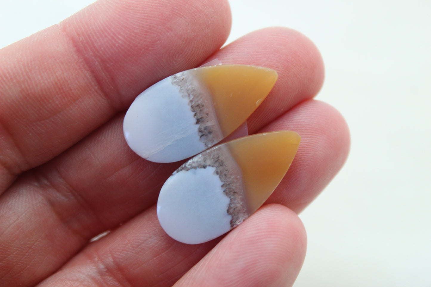 Pair Indonesian Timor Agate Cabochons gemstone natural
