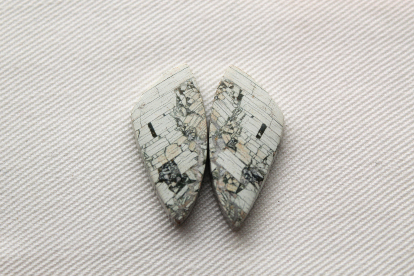 Brecciated Jasper cabochons Gemstone green pair