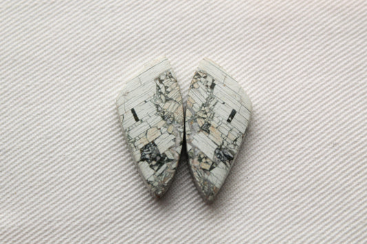 Brecciated Jasper cabochons Gemstone green pair