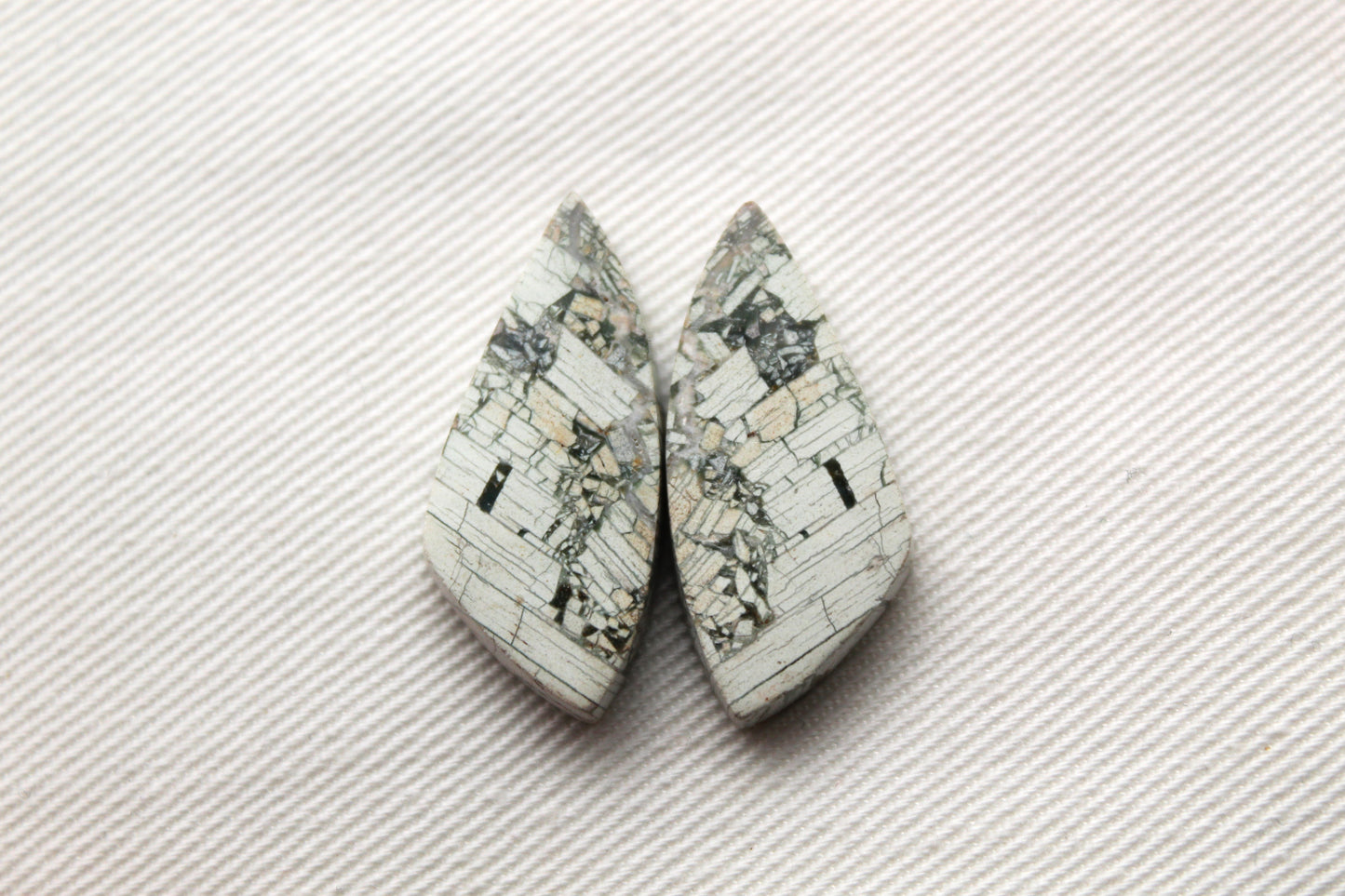 Brecciated Jasper cabochons Gemstone green pair