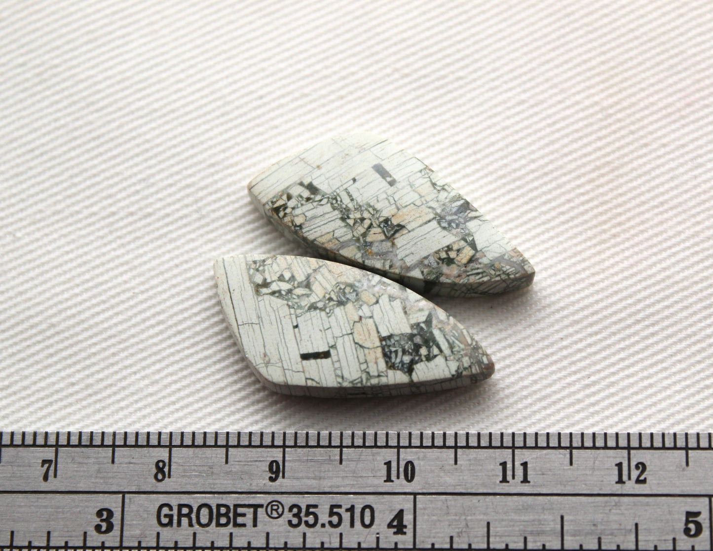 Brecciated Jasper cabochons Gemstone green pair