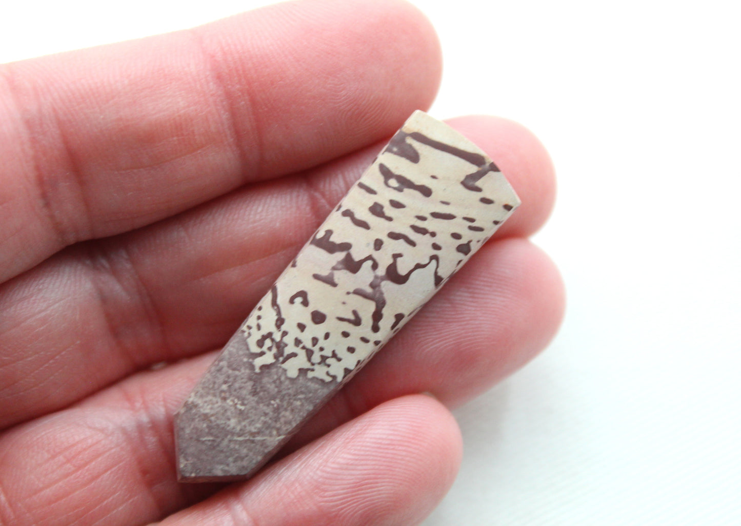Australian Print Stone Cabochon Freeform Long red