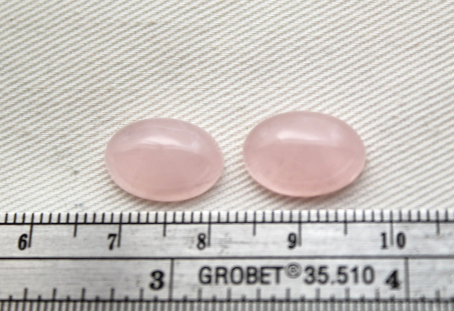 TWO Pink Quartz cabochons Gemstones Oval 10x14MM