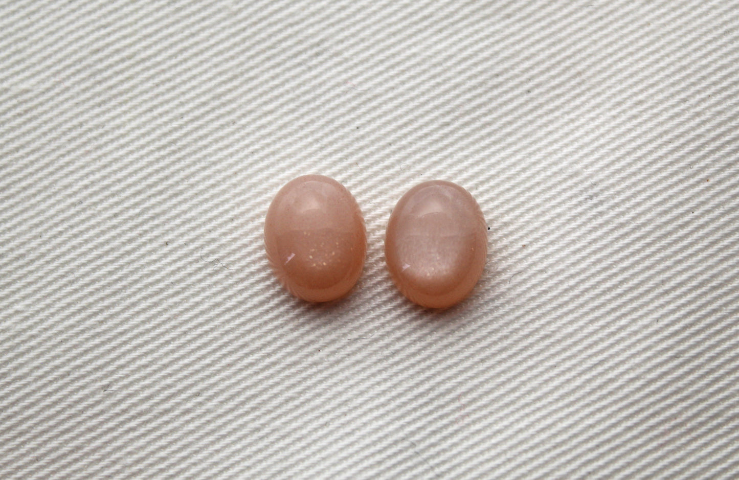 TWO peach Moonstone cabochons 8X10 MM Gemstones oval