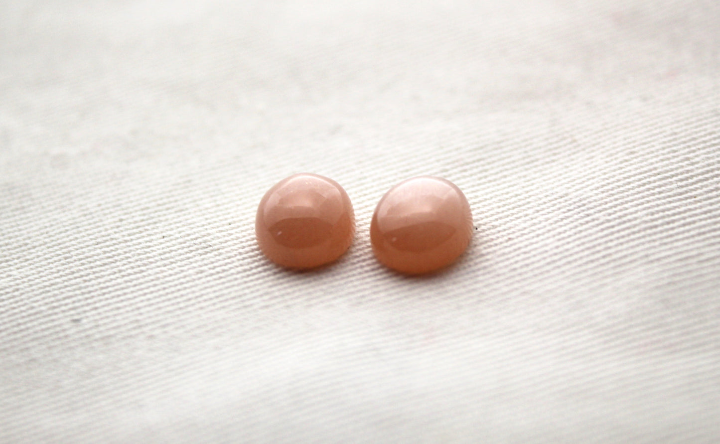 TWO peach Moonstone cabochons 8X10 MM Gemstones oval