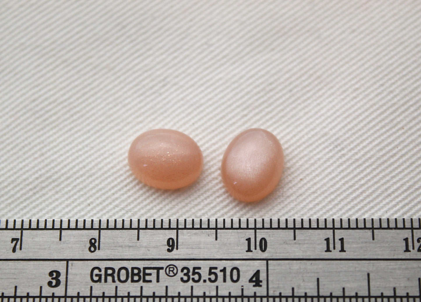 TWO peach Moonstone cabochons 8X10 MM Gemstones oval