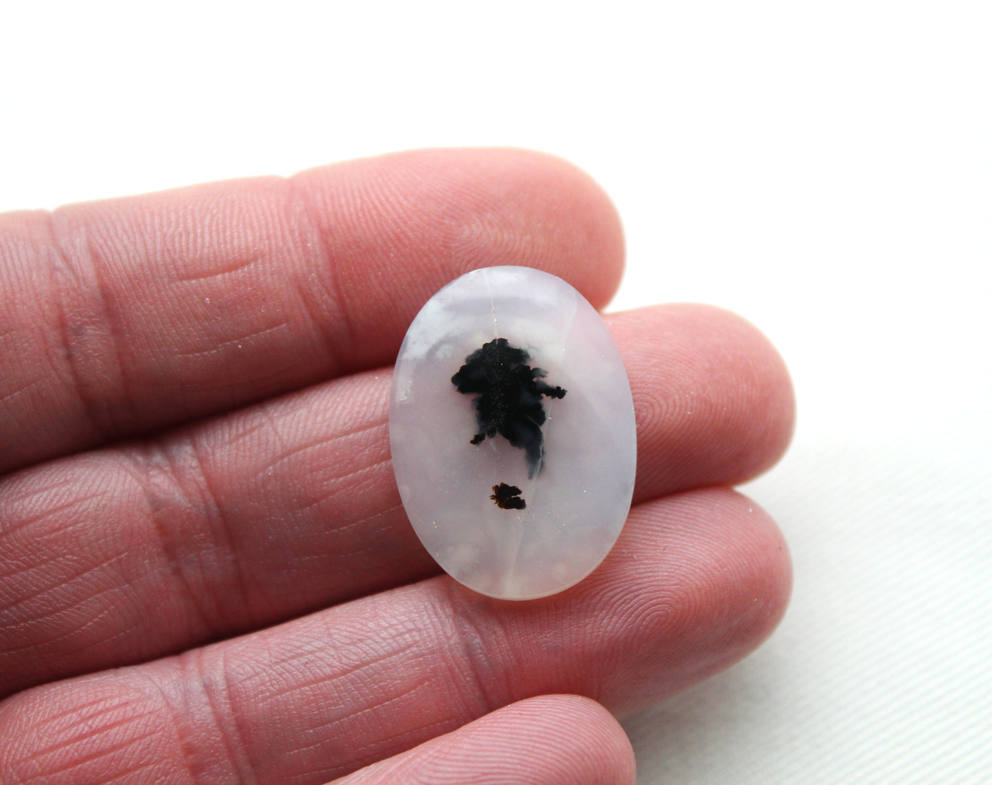 Dendritic Agate Cabochon Gemstone Oval white black gemstone