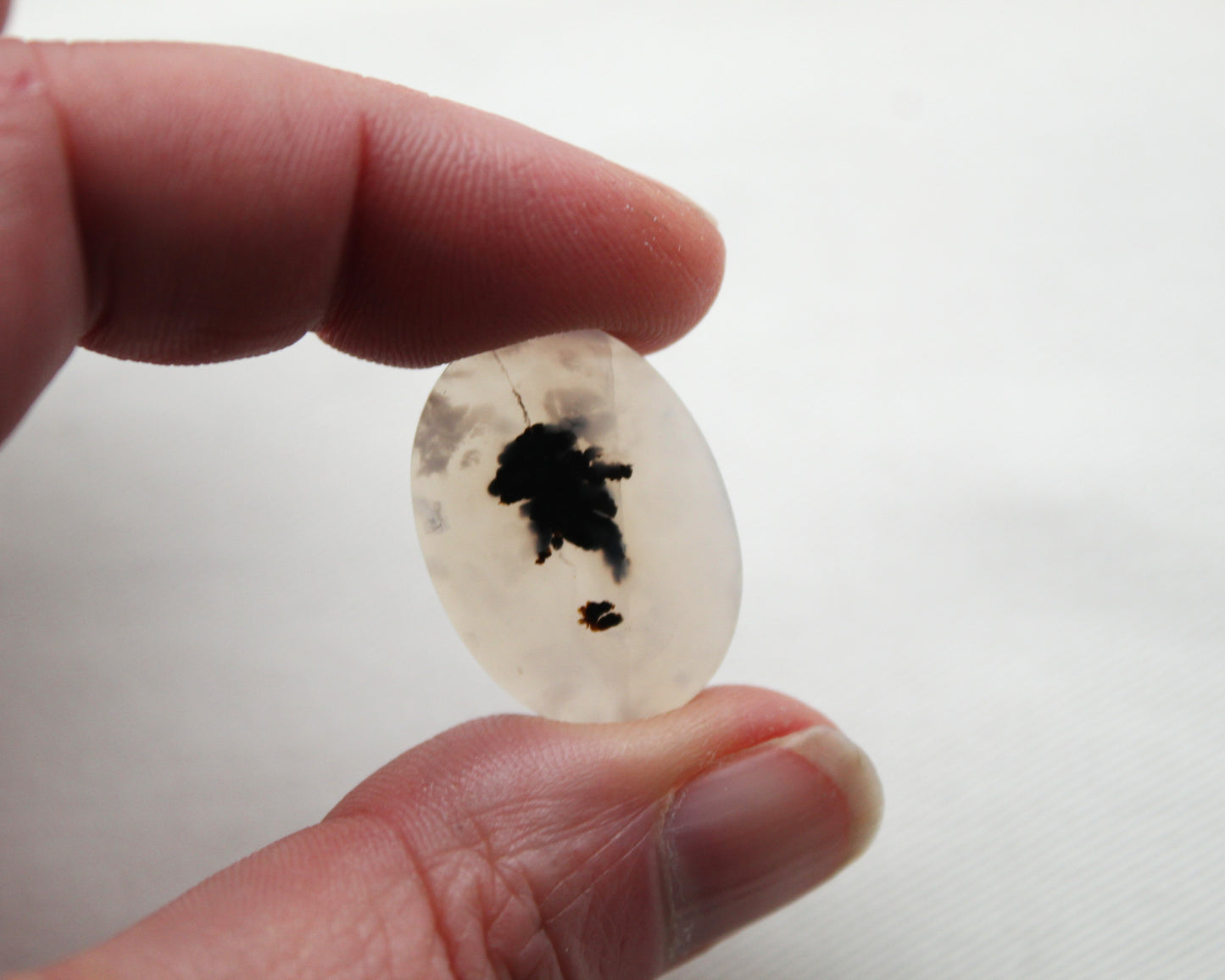 Dendritic Agate Cabochon Gemstone Oval white black gemstone