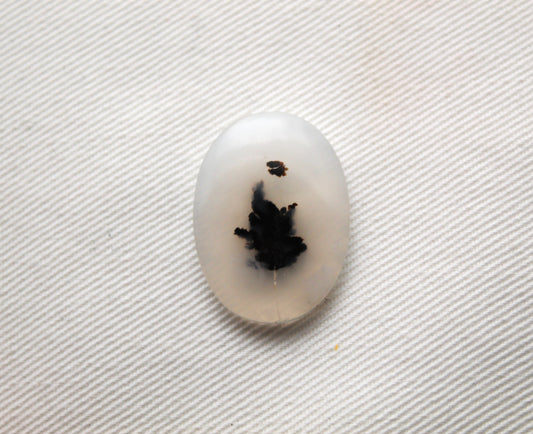 Dendritic Agate Cabochon Gemstone Oval white black gemstone