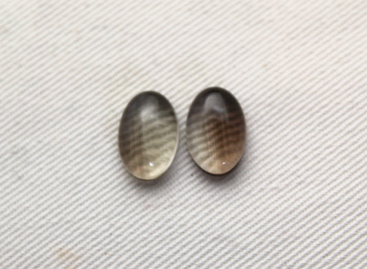 TWO Smoky Quartz Cabochon Gemstone Oval 12x8MM - LAST ONES