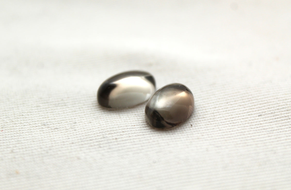 Lot de QUATRE Quartz Fumé Cabochon Gemme Ovale 12x8MM